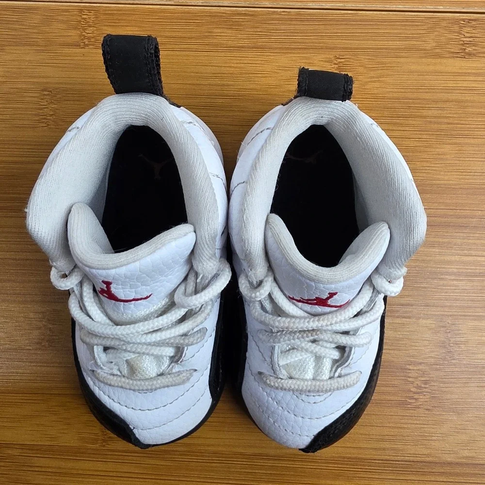 Jordan 12 Retro Taxi Toddler Shoes White Black Red 850000-162 Size 5C